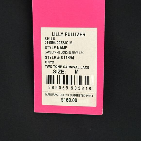 Lilly Pulitzer JACELYNNE Long Sleeve Carnival Lace Onyx Top in Black M NWT $168 - Picture 9 of 10